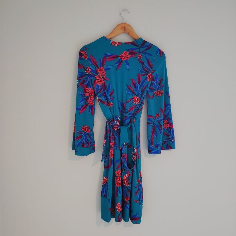 Calvin Klein Faux Wrap Green and Blue dress - Picture 4 of 6